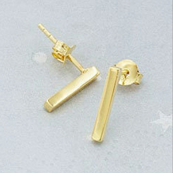ON HOLD: .925 SS minimalist bar earrings; sterling w/gold vermeil; nwot - Picture 4 of 6